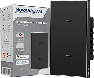 Interruptor Inteligente Zigbee Quartzo Soft Touch 2 Botões Preto