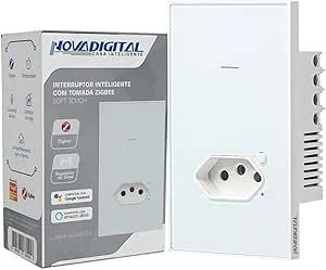 Interruptor Inteligente Zigbee Quartzo Soft Touch 2 Botões + 1 Tomada 20A Branco