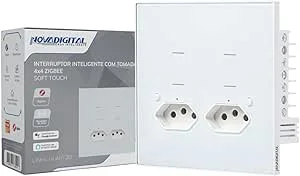 Interruptor Inteligente Zigbee Quartzo Soft Touch 4 Botões + 2 Tomadas 10A Branco