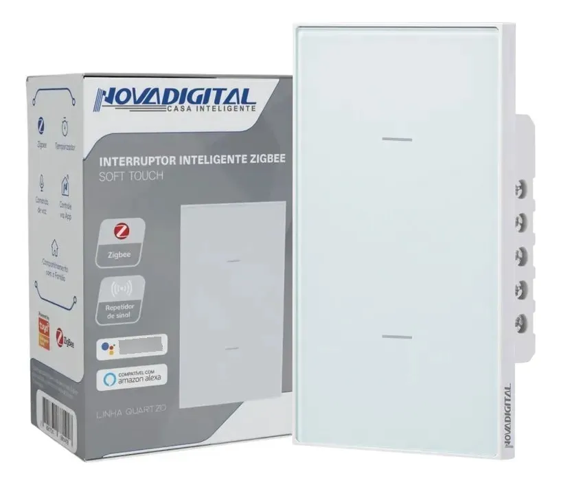 Interruptor Inteligente Zigbee Quartzo Soft Touch 2 Botões Branco