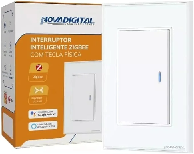 Interruptor Inteligente Zigbee Tecla Física 1 Botão Branco