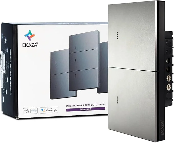Interruptor Inteligente Ekaza Mercúrio 4x2 Zigbee 3.0 2 Teclas Cinza