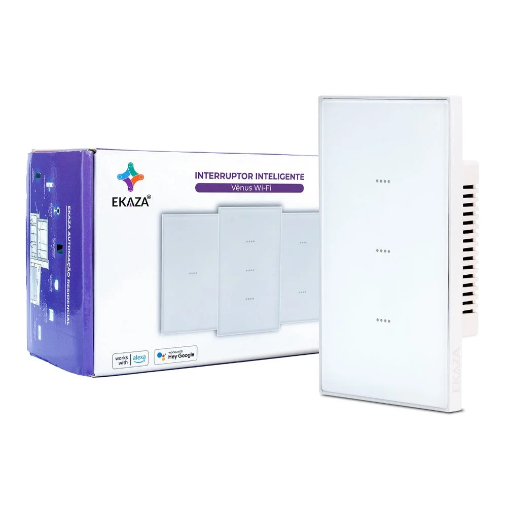 Interruptor Inteligente Ekaza Vênus 4x2 Wi-Fi + BLE 3 Teclas Branco