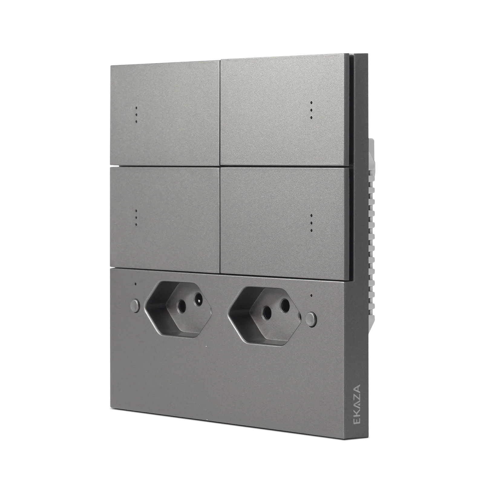 Interruptor Inteligente EKAZA Mercúrio Lite 4x4 4 Botões com 2 Tomadas 10A Cinza Zigbee 3.0