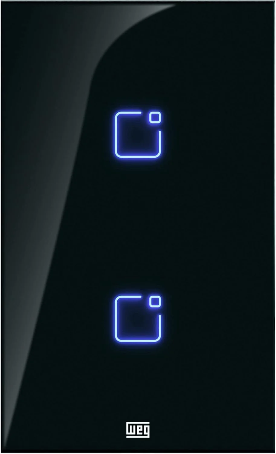 Interruptor Touch WEG Home Wi‑Fi + RF 2 Teclas Preto 4x2