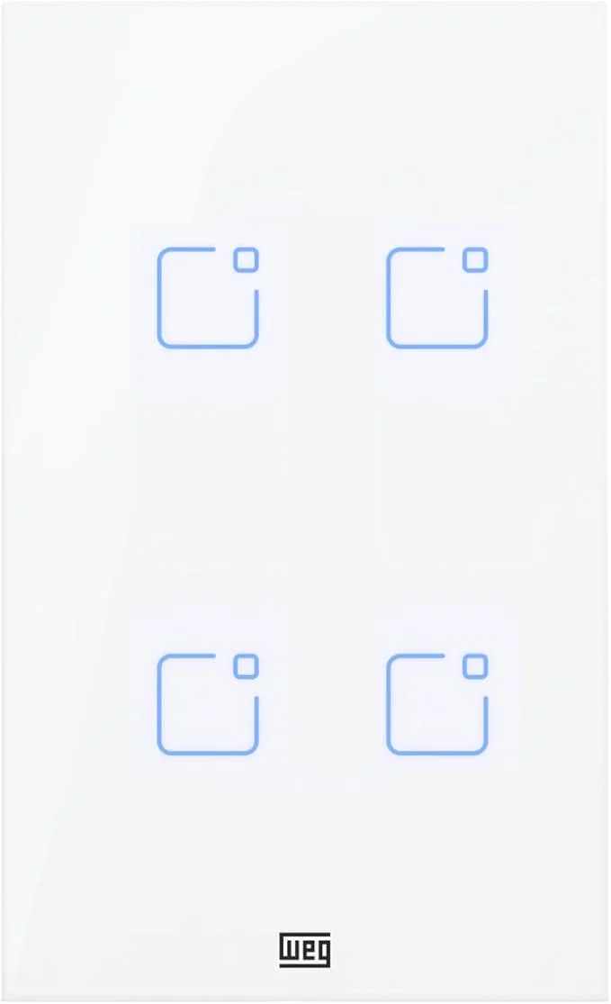 Interruptor Touch WEG Home Wi‑Fi + RF 4 Teclas Branco 4x2