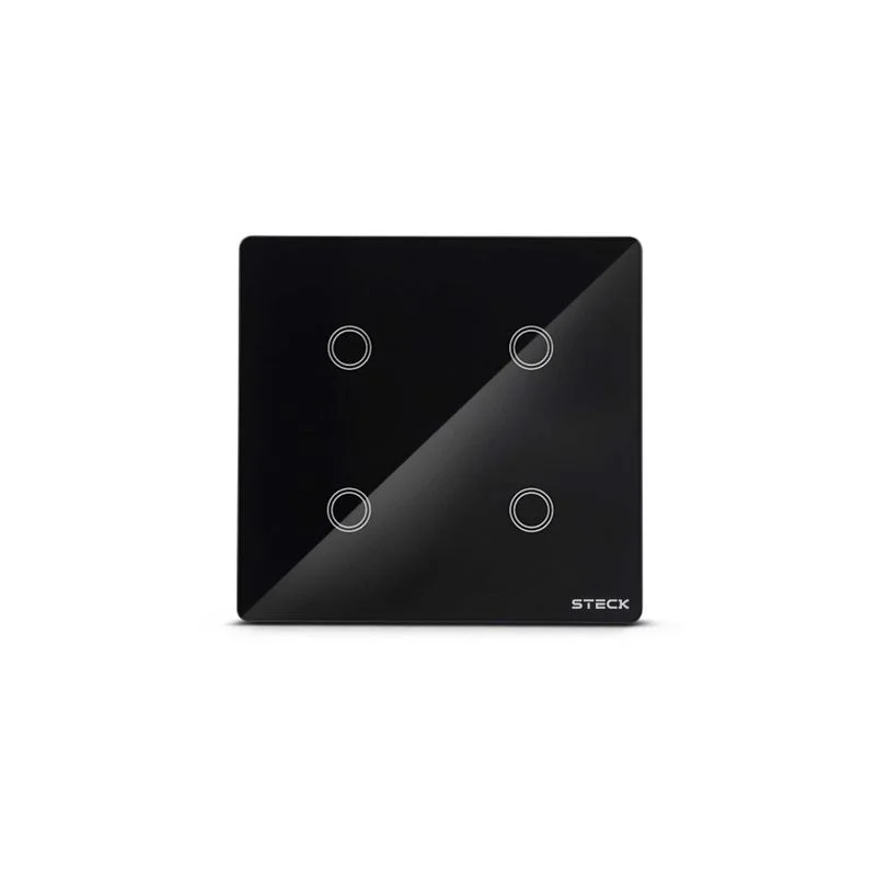 Interruptor Inteligente Steck Smarteck Touch Wi-Fi 4x4", 4 Módulos, Bivolt, Preto SMCI4PS2