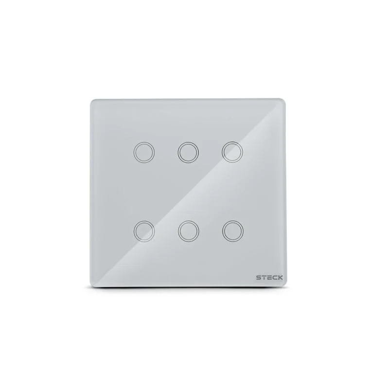 Interruptor Inteligente Steck Smarteck Touch Wi-Fi 4x4", 6 Módulos, Bivolt, Branco SMCI6BS2