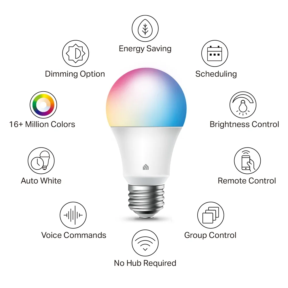 TP-Link Kasa KL125 Lâmpada Inteligente A19 E26 RGB Wi-Fi