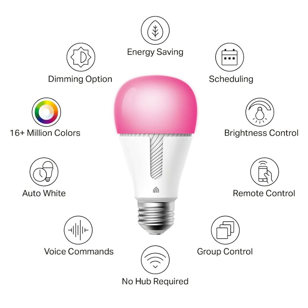 TP-Link Kasa KL130 Lâmpada Inteligente A19 E26 RGB Wi-Fi