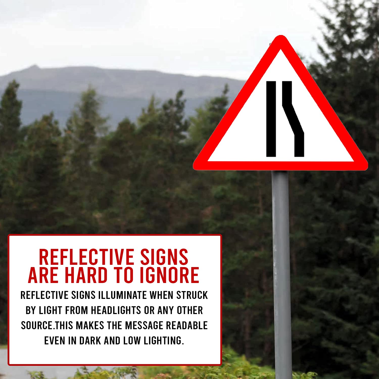 Reduced carriageway Sign Board - 600 mm