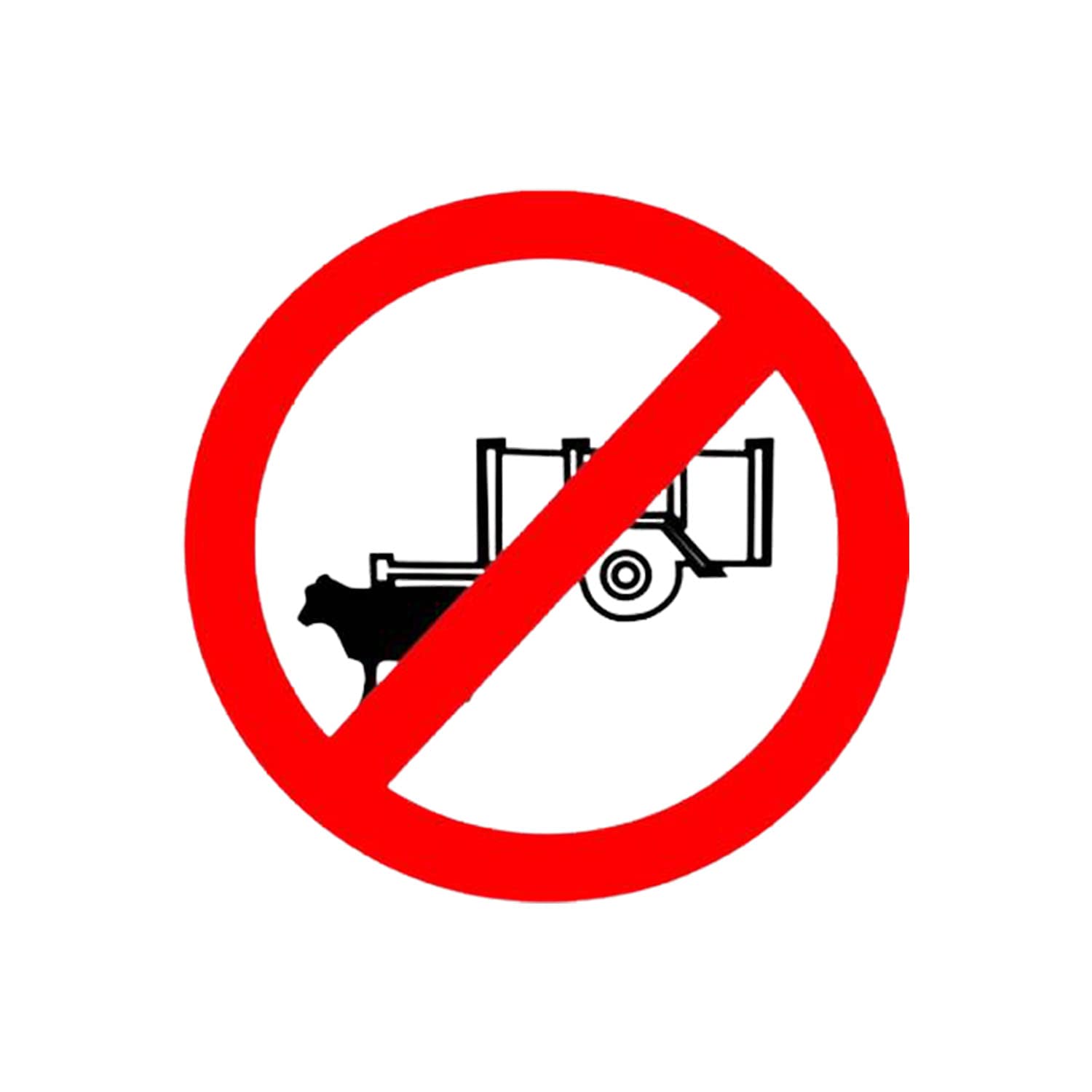 LADWA Bullock Carts Prohibited Mandatory Retro Reflective Road Signage - 600 mm Circle (White Red, Aluminum Composite Panel)