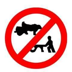 LADWA Hand Carts Prohibited Mandatory Retro Reflective Road Signage - 600 mm Circle (Red White, Aluminum Composite Panel)