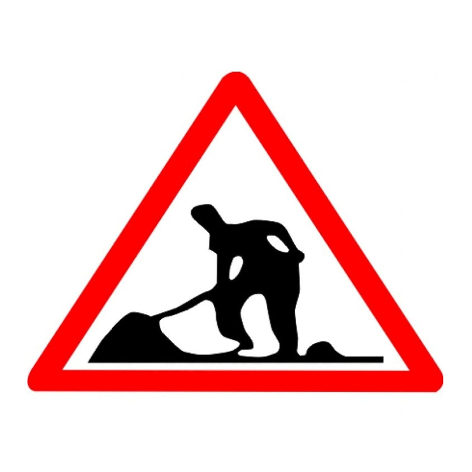LADWA Men At Work Cautionary Retro Reflective Road Signage - 600 mm Triangle (Red White, Aluminum Composite Panel)