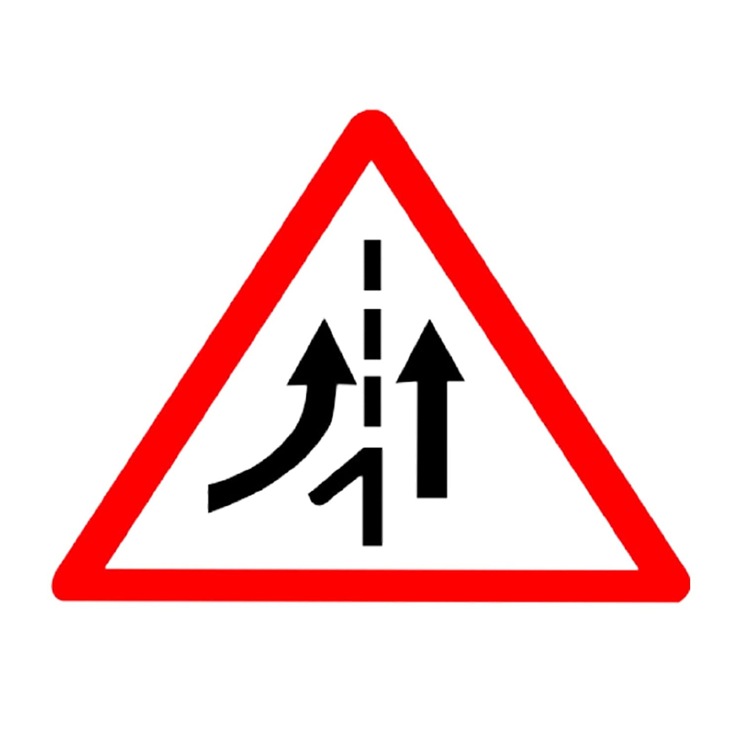 LADWA Merging Traffic Ahead Cautionary Retro Reflective Road Signage - 600 mm Triangle (Red White, Aluminum Composite Panel)