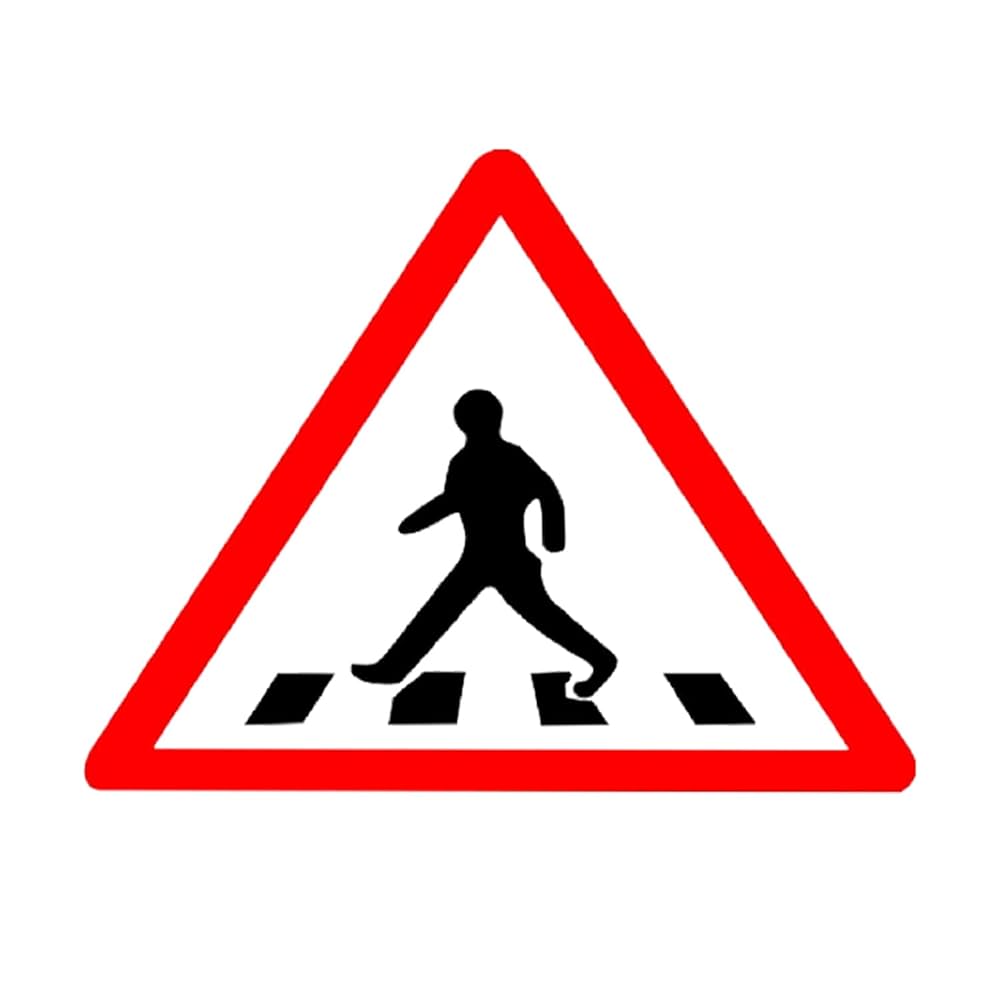 LADWA Pedestrian Crossing Cautionary Retro Reflective Road Signage - 600 mm Triangle (Red White, Aluminum Composite Panel)