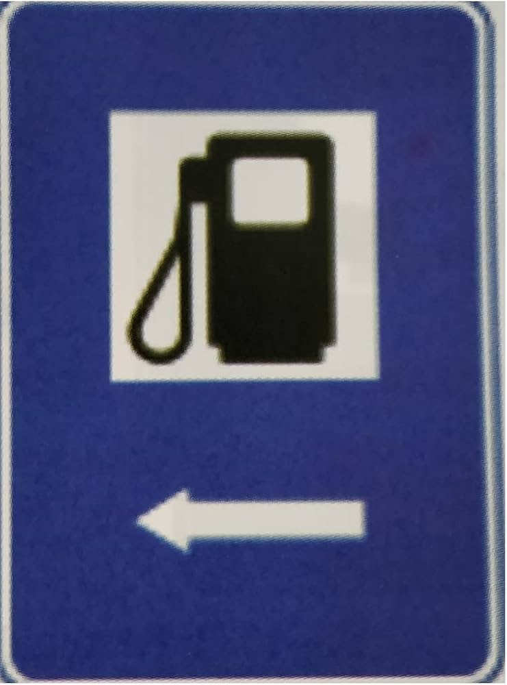 LADWA Road Sign or Traffic Sign Filling Station Informative Retro Reflective Road Signage (Blue White, Aluminum Composite Panel)