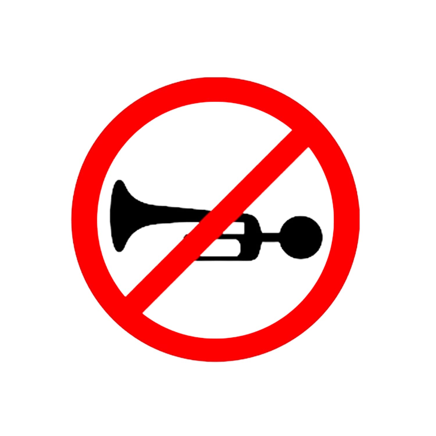 LADWA Road Sign or Traffic Sign Horn Prohibited Mandatory Retro Reflective Road Signage - 600 mm Circle (White Red, Aluminum Composite Panel)