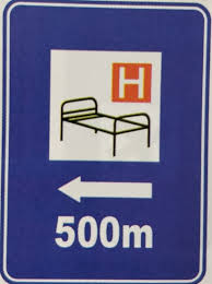 LADWA Road Sign or Traffic Sign Hospital Informative Retro Reflective Road Signage (Blue White, Aluminum Composite Panel)