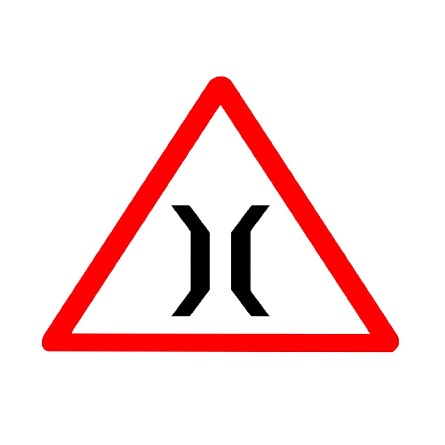 LADWA Road Sign or Traffic Sign Narrow Bridge Cautionary Retro Reflective Road Signage - 600 mm Triangle (Red White, Aluminum Composite Panel)