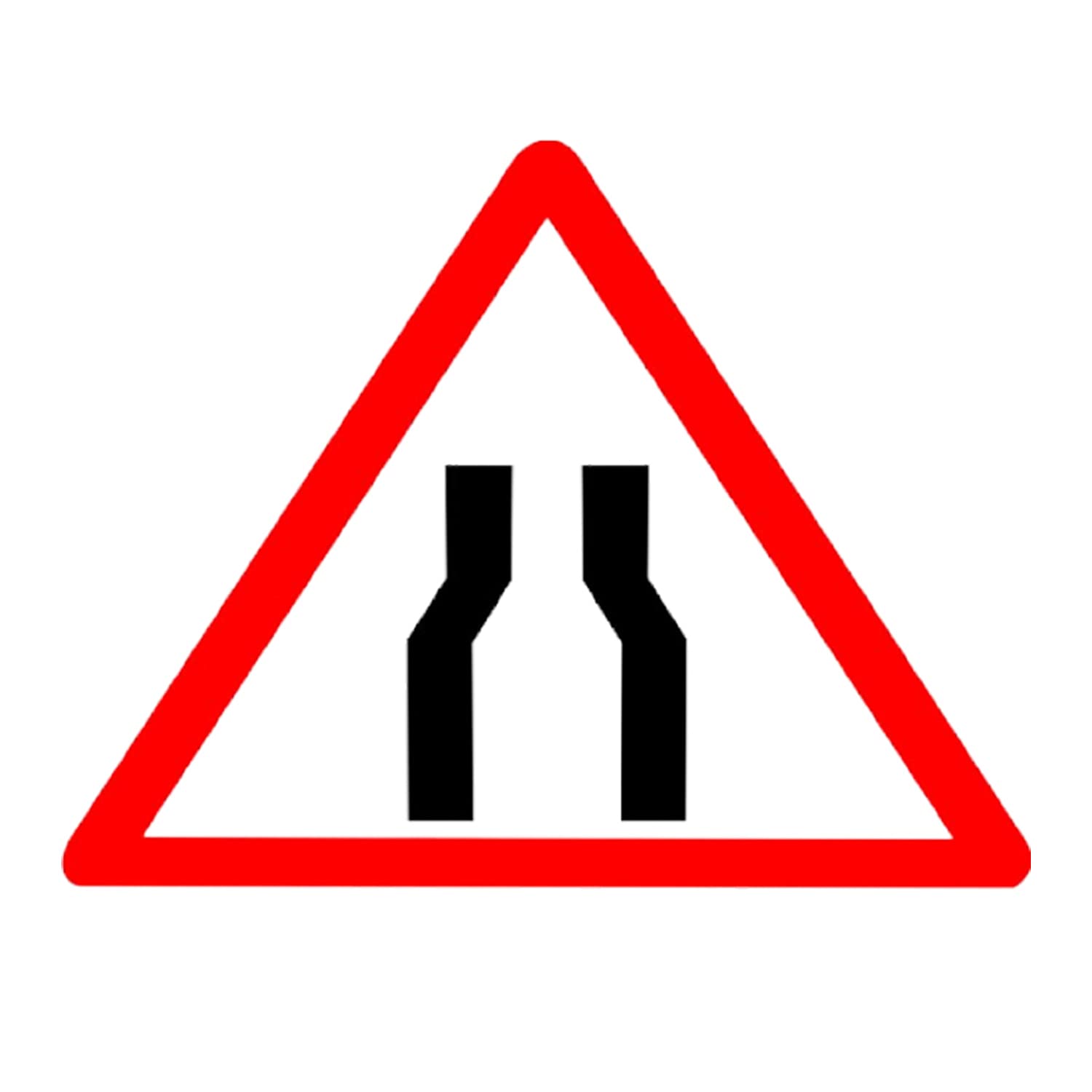 LADWA Road Sign or Traffic Sign Narrow Road Ahead Cautionary Retro Reflective Road Signage - 600 mm Triangle (Red White, Aluminum Composite Panel)