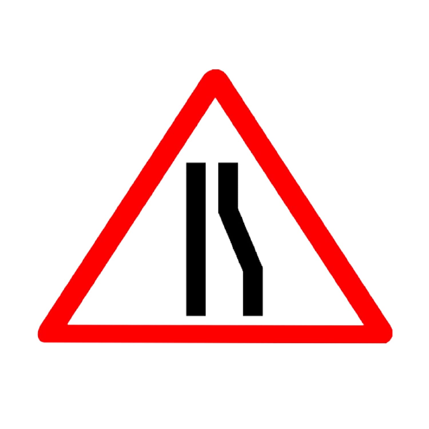 LADWA Road Sign or Traffic Sign Reduced Carriageway Cautionary Retro Reflective Road Signage - 600 mm Triangle (Red White, Aluminum Composite Panel)