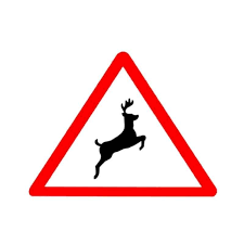 LADWA Road Sign or Traffic Sign Wild Animals Cautionary Retro Reflective Road Signage - 600 mm Triangle (Red White, Aluminum Composite Panel)