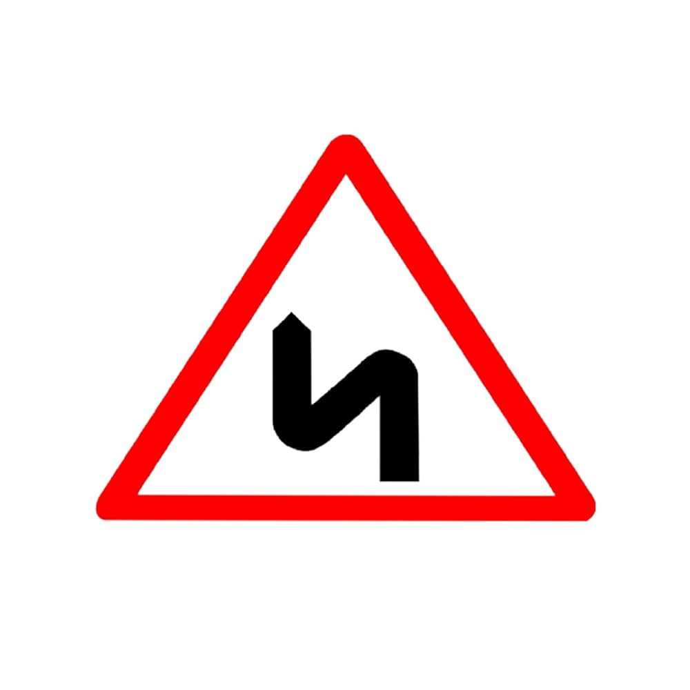 LADWA Series Of Bends Cautionary Retro Reflective Road Signage - 600 mm Triangle (Red White, Aluminum Composite Panel)