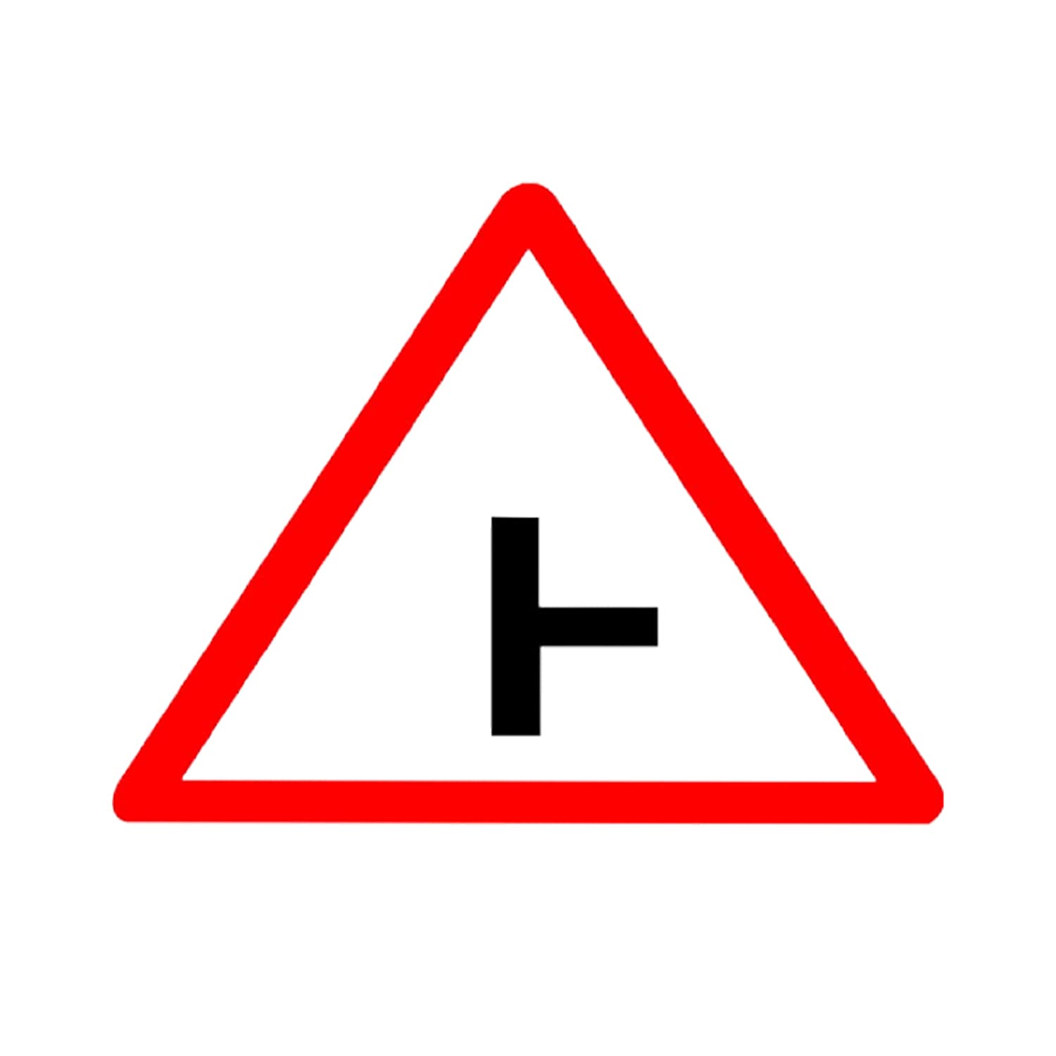 LADWA Side Road Right Cautionary Retro Reflective Road Signage - 600 mm Triangle (Red White, Aluminum Composite Panel)