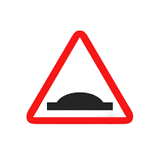 LADWA Speed Breaker Cautionary Retro Reflective Road Signage - 600 mm Triangle (Red White, Aluminum Composite Panel)