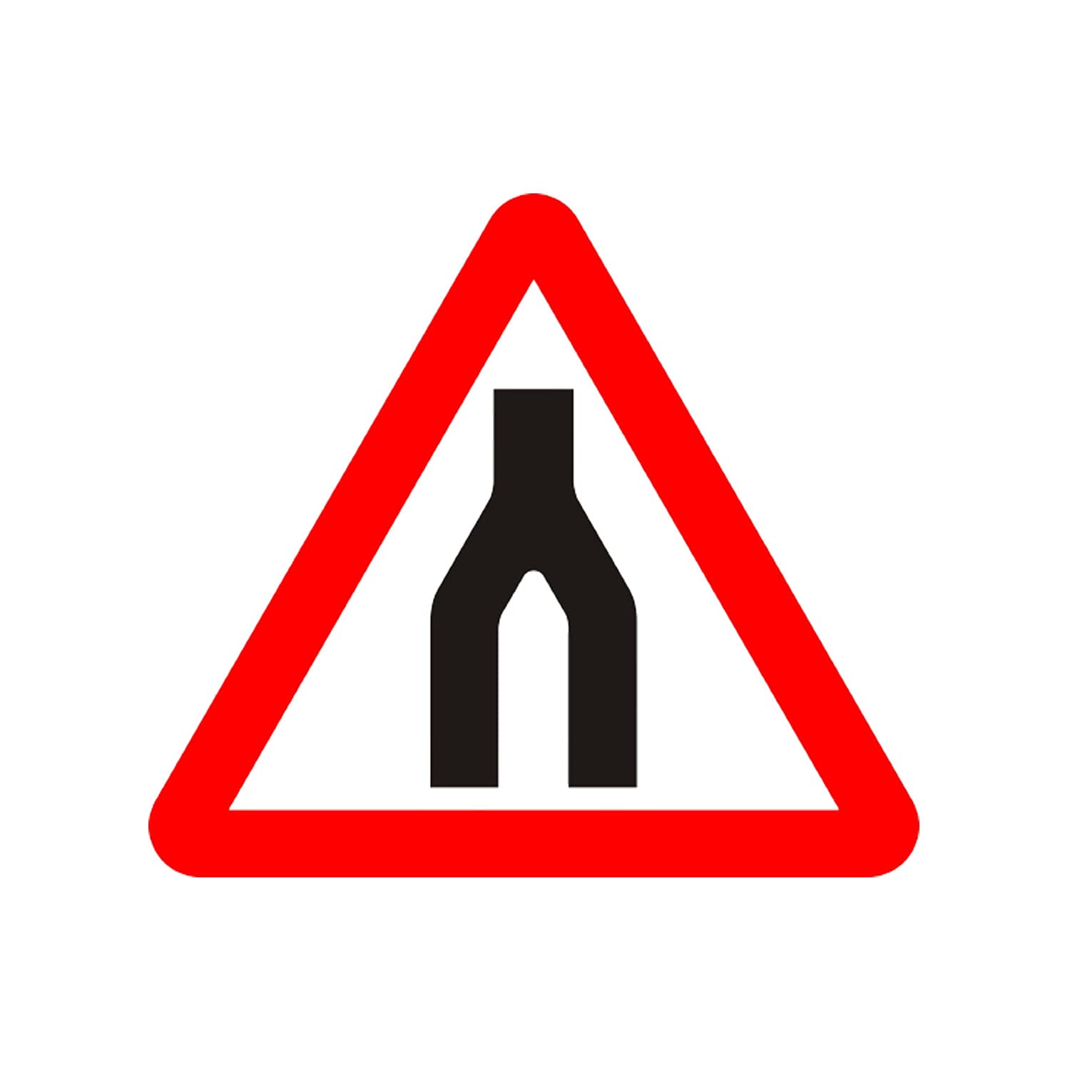 LADWA Start Of Dual Carriageway Cautionary Retro Reflective Road Signage - 600 mm Triangle (Red White, Aluminum Composite Panel)