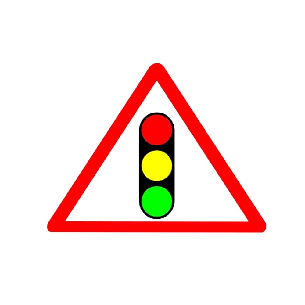 LADWA Traffic Signs Cautionary Retro Reflective Road Signage - 600 mm Triangle (Red White, Aluminum Composite Panel)