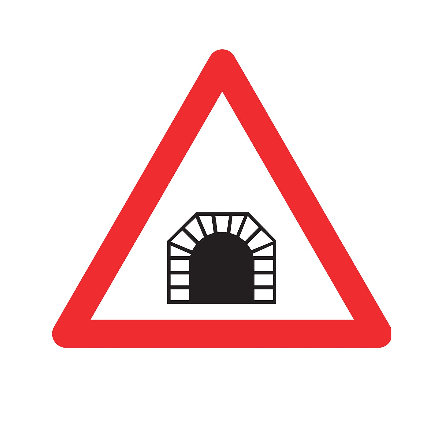 LADWA Tunnel Ahead Cautionary Retro Reflective Road Signage - 600 mm Triangle (Red White, Aluminum Composite Panel)