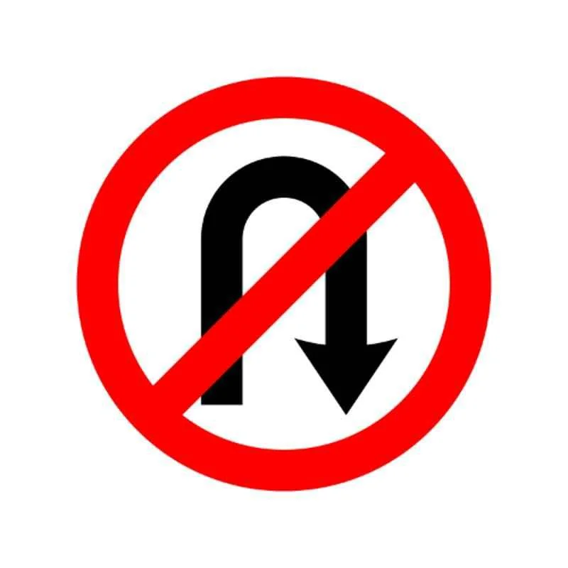 LADWA U Turn Prohibited Mandatory Retro Reflective Road Signage - 600 mm Circle (Red White, aluminum)