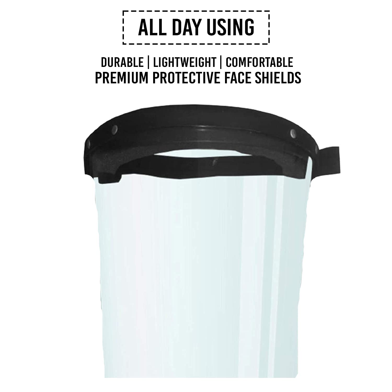 LADWA®? 1.5mm Heavy Thickness, Unisex Face Shield Reusable with Adjustable Elastic Strap (6" Length), Anti-Splash Protective Facial Transparent Cover Full Face Visor with Eye & Head Protection (Pack of 1)