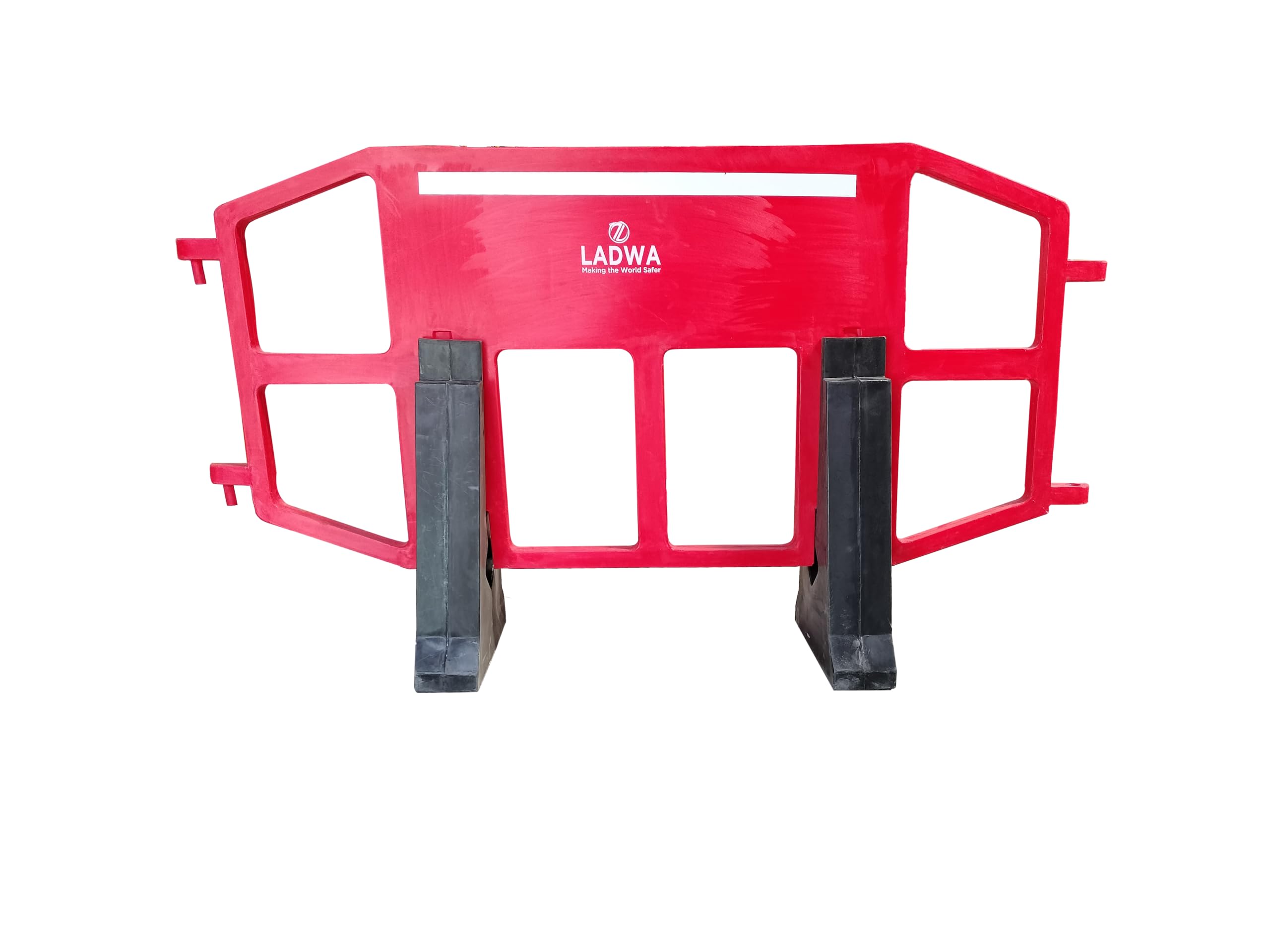 LADWA 3Pc Fencing Traffic Barricade 2150mm x 500mm x 1200mm Heavy Duty, Robust, Customizable. - Red