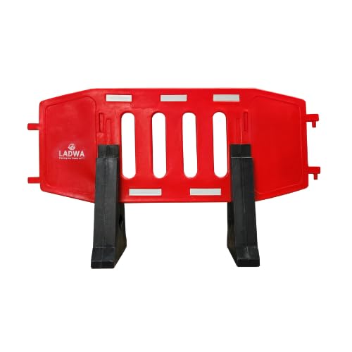 LADWA 3Pc Road Barricade 2000mm x 500mm x 1250mm, For Road Safety - Red