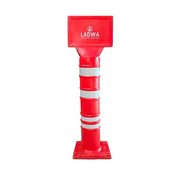 LADWA Bollard Road Barricade, 350x350x1500mm, High Visibility with Default Logo Sign Board