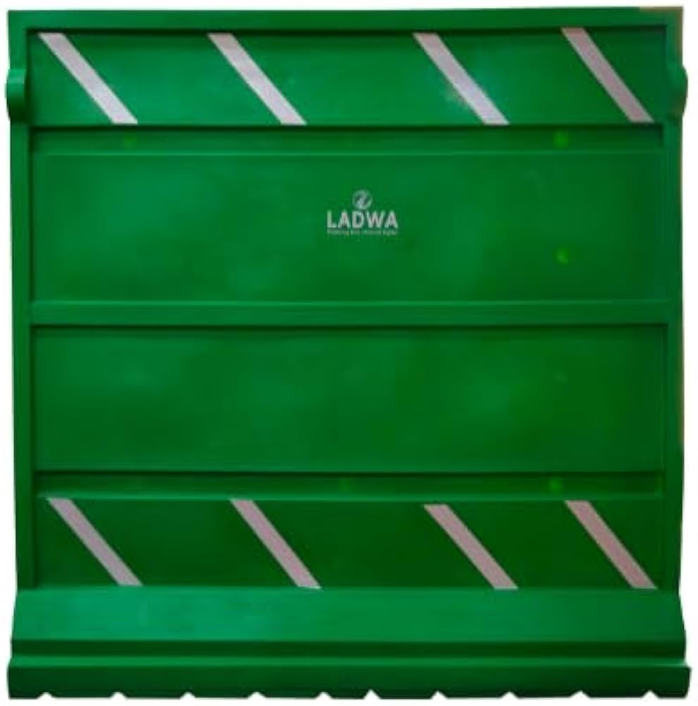 LADWA Heavy Duty Road Barricade 1750mm x 450mm x 1770mm Durable, Customizable, and Ready for Traffic Management - Green