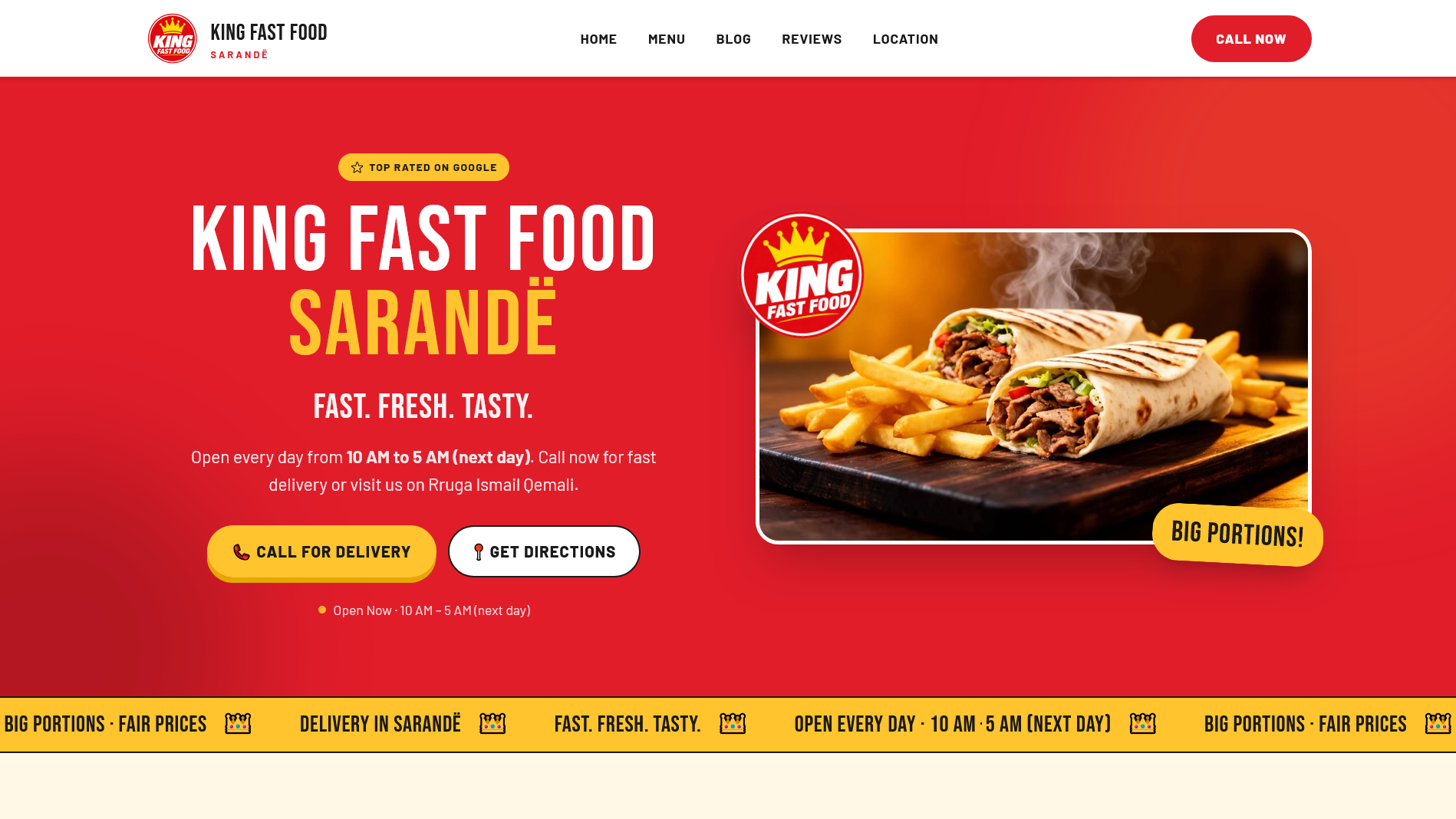King Fast Food — faqe web