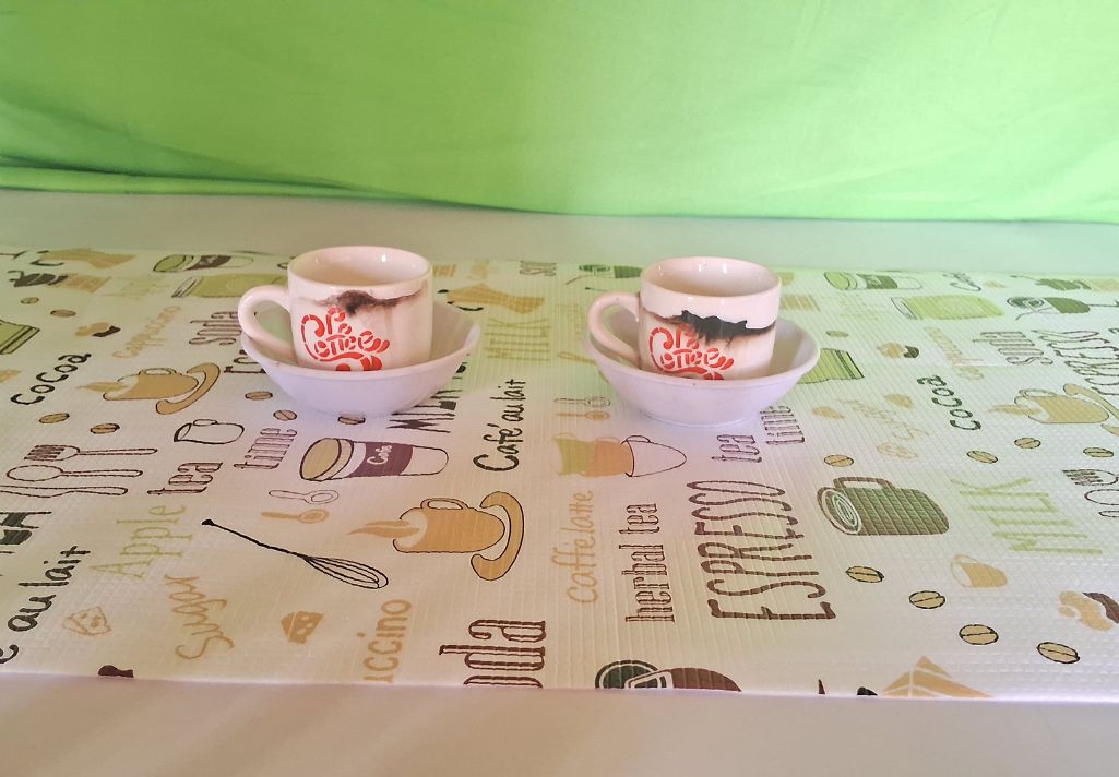 Enjoy your coffee in style with our water-resistant shelf liner as the backdrop.