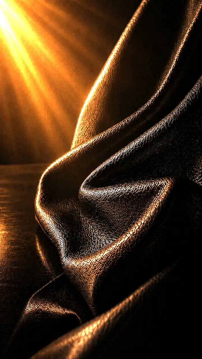 Cuero negro iluminado con luz ámbar