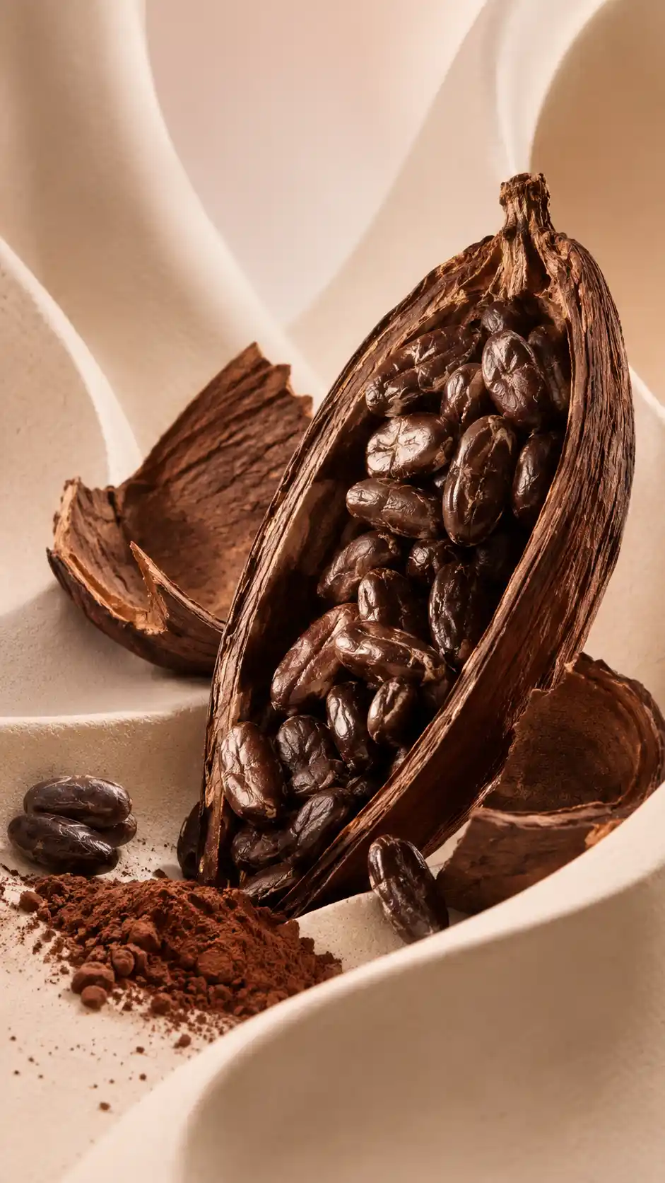 Cacao oscuro y polvo de cacao para Dior Homme Intense