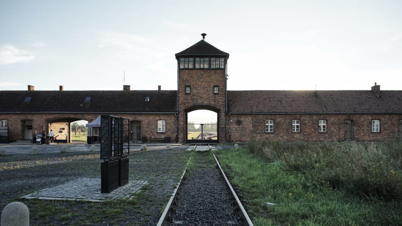 The Gate of Birkenau at Sunset