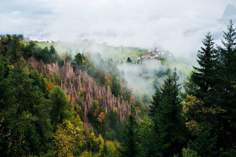 Earth Pyramids of Renon in the Mist