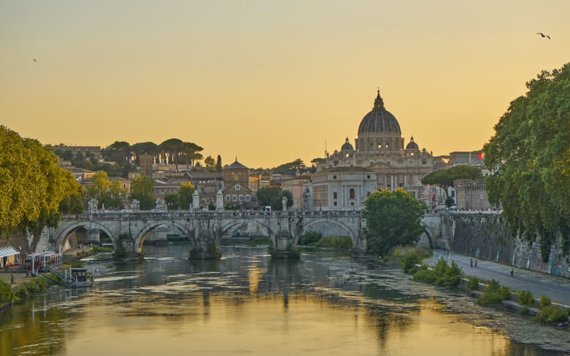 Ponte Sant'Angelo and St. Peter's at Dusk