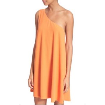 one shoulder trapeze dress