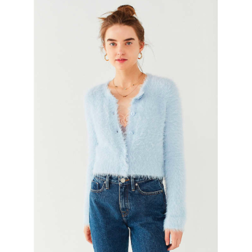 fuzzy blue cardigan