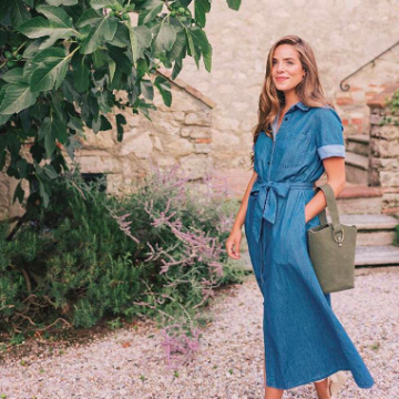 short sleeve denim midi dress