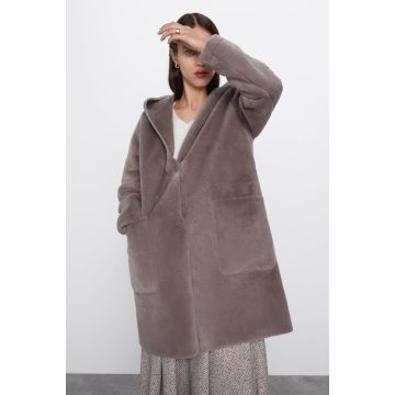 zara reversible faux fur coat